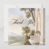 Elegante neoklassieke  scènes bruiloft bedankkaart (Voorkant)