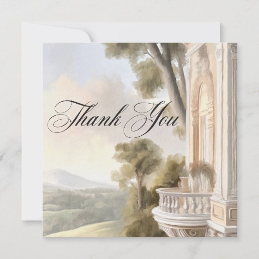 Elegante neoklassieke  scènes bruiloft bedankkaart (Voorkant)