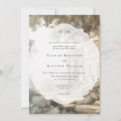 Elegante neoklassieke  scènes bruiloft kaart (Voorkant)