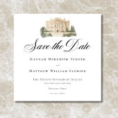 Elegante neoklassieke scènes bruiloft save the date