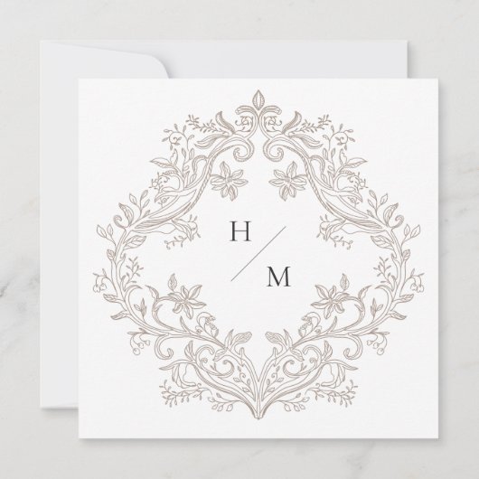 Elegante neoklassieke scènes bruiloft save the date (Achterkant)