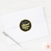 Elegante neon goud Black Retro Sweet 16e Verjaarda Ronde Sticker (Envelop)