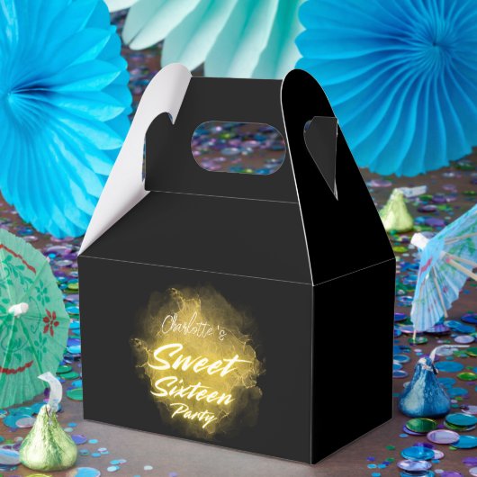 Elegante neon goud Black retro Sweet 16th Birthday Bedankdoosjes (Feest)