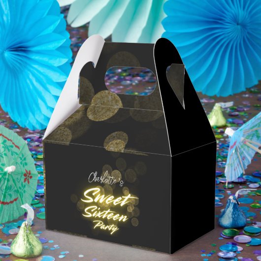 Elegante neon goud Black retro Sweet 16th Birthday Bedankdoosjes (Feest)