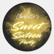 Elegante neon goud Black retro Sweet 16th Birthday