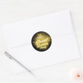 Elegante neon goud Black retro Sweet 16th Birthday Ronde Sticker (Envelop)