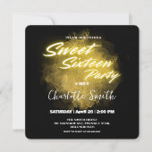 Elegante neon goud roze marmer Sweet 16th Birthday Bedankkaart (Voorkant)