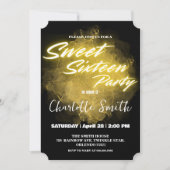 Elegante neon goud roze marmer Sweet 16th Birthday Kaart (Voorkant)