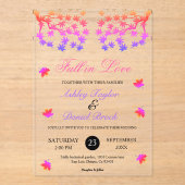 Elegante Neon Kleuren Gloed Bladeren Fall Wedding Acryl Uitnodigingen (Voorkant)