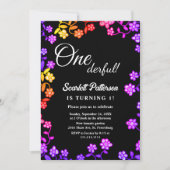 Elegante Neon Kleuren Rozen Bloemen 1e Verjaardag Kaart (Voorkant)