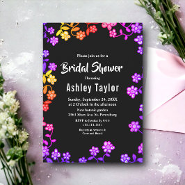 Elegante Neon Kleuren Rozen Bloemen Vrijgezellenfe Kaart