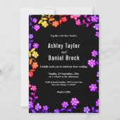 Elegante neon kleuren Rozen Modern Floral Wedding Kaart (Voorkant)