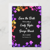 Elegante neon kleuren Rozen Modern Floral Wedding Save The Date (Voorkant)