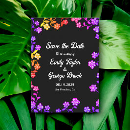 Elegante neon kleuren Rozen Modern Floral Wedding Save The Date