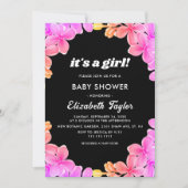 Elegante Neon Lights Rozen Bloemen Meisje Baby sho Kaart (Voorkant)