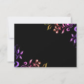 Elegante Neon Lights Rozen Zwart Bloemen Bruiloft RSVP Kaartje (Achterkant)