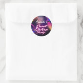 Elegante neon Pink Black Retro Sweet 16e verjaarda Ronde Sticker (Tas)
