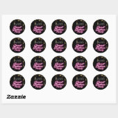 Elegante neon Pink Black Retro Sweet 16e verjaarda Ronde Sticker (Vel)