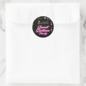 Elegante neon Pink Black Retro Sweet 16e verjaarda Ronde Sticker (Tas)