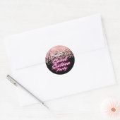 Elegante neon Pink Black Retro Sweet 16e verjaarda Ronde Sticker (Envelop)