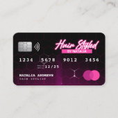Elegante Neon Roze Haar Stylist Credit Kaart Style Visitekaartje (Voorkant)