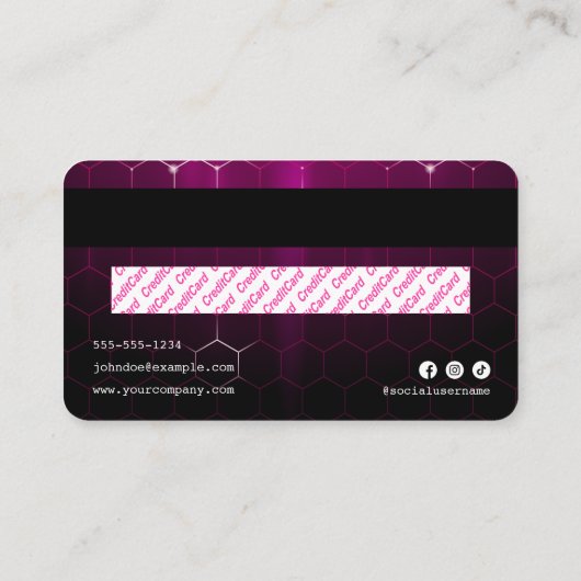 Elegante Neon Roze Haar Stylist Credit Kaart Style Visitekaartje (Achterkant)