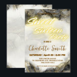 Elegante neon roze marmer Gold Sweet 16th Birthday<br><div class="desc">Elegante neon goud roze retro marmer zwart Sweet 16th Birthday Party</div>