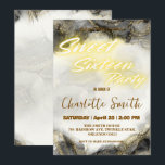 Elegante neon roze marmer Gold Sweet 16th Birthday<br><div class="desc">Elegante neon goud roze retro marmer zwart Sweet 16th Birthday Party</div>