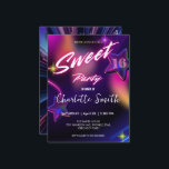 Elegante neon roze retro zwart Sweet 16th Birthday Briefkaart<br><div class="desc">Elegante neon goud roze retro zwart Sweet 16th Birthday Party</div>