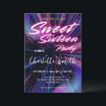 Elegante neon roze retro zwart Sweet 16th Birthday Kaart<br><div class="desc">Elegante neon roze retro zwart Sweet 16th Birthday Party</div>