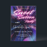 Elegante neon roze retro zwart Sweet 16th Birthday Kaart<br><div class="desc">Elegante neon roze retro zwart Sweet 16th Birthday Party</div>