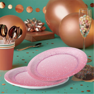 Elegante neon roze retro zwart Sweet 16th Birthday Papieren Bordje