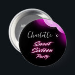 Elegante neon Roze Zwart retro Sweet 16th Birthday Ronde Button 7,6 Cm<br><div class="desc">Elegante neon Gouden roze Zwarte retro Sweet 16th Verjaardag Party</div>