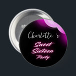 Elegante neon Roze Zwart retro Sweet 16th Birthday Ronde Button 7,6 Cm<br><div class="desc">Elegante neon Gouden roze Zwarte retro Sweet 16th Verjaardag Party</div>