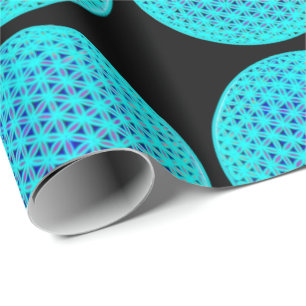 Elegante neonblauwe blauwgroen levensbloem cadeaupapier