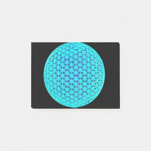 Elegante neonblauwe blauwgroen levensbloem post-it® notes (Voorkant)