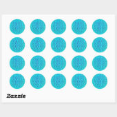 Elegante neonblauwe blauwgroen levensbloem ronde sticker (Vel)