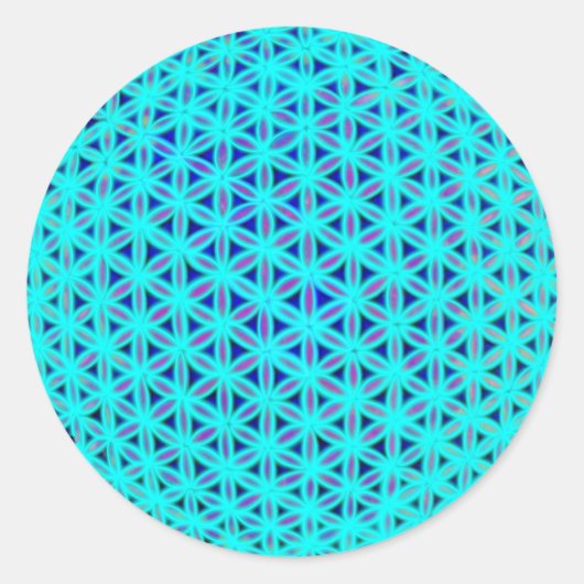 Elegante neonblauwe blauwgroen levensbloem ronde sticker (Voorkant)
