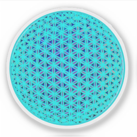 Elegante neonblauwe blauwgroen levensbloem sticker (Voorkant)