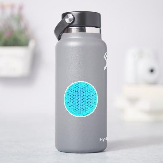 Elegante neonblauwe blauwgroen levensbloem sticker (HydroFlask)