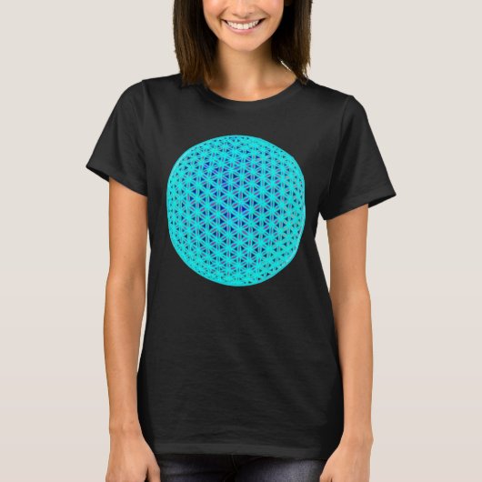 Elegante neonblauwe blauwgroen levensbloem t-shirt (Voorkant)