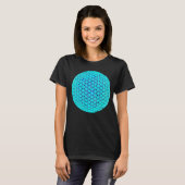 Elegante neonblauwe blauwgroen levensbloem t-shirt (Voorkant volledig)