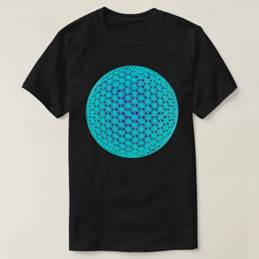 Elegante neonblauwe blauwgroen levensbloem t-shirt (Design voorkant)