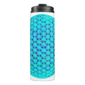 Elegante neonblauwe blauwgroen levensbloem thermosbeker (Voorkant)