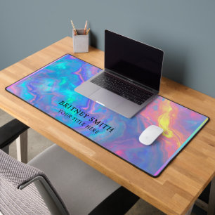 Elegante neonkleuren edelsteen opaal iriserend bureaumat