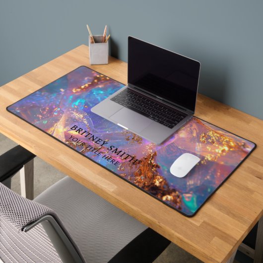 Elegante neonkleuren edelsteen opaal iriserend  bureaumat (Kantoor 2)