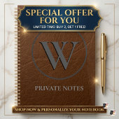 Elegante nep-bruinleren custom monogram planner