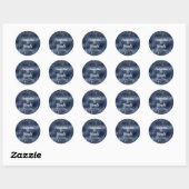 Elegante nep donkerblauwe glitters en folie bruilo ronde sticker (Vel)