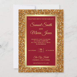 Elegante Nep Goud Folie Glitter Kastanjebruine Rod Kaart