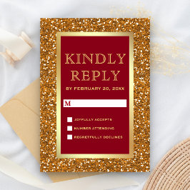 Elegante Nep Goud Folie Glitter Kastanjebruine Rod RSVP Kaartje
